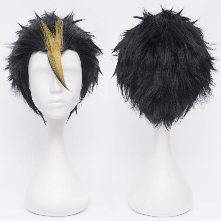 

Anime Haikyuu!! Wigs Nishinoya Yuu Wig Short Black Blonde Heat Resistant Synthetic Hair Cosplay Costume Wigs + Wig Cap