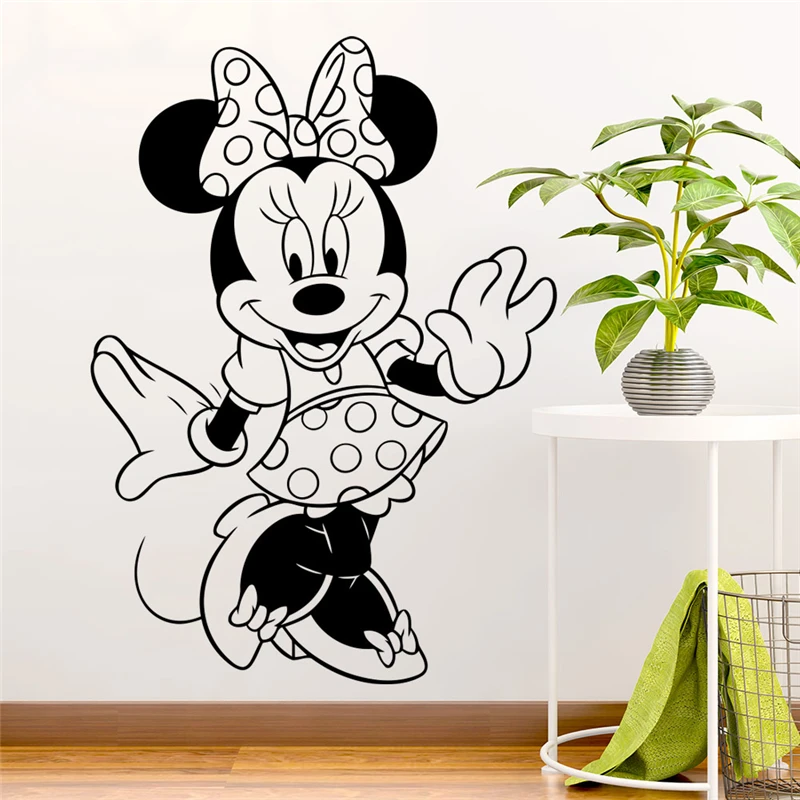 

Disney Minnie Mouse Wall Stickers Bedroom Home Decor Accessories Cartoon Wall Decals Vinyl Mural Art Diy Wallpaper