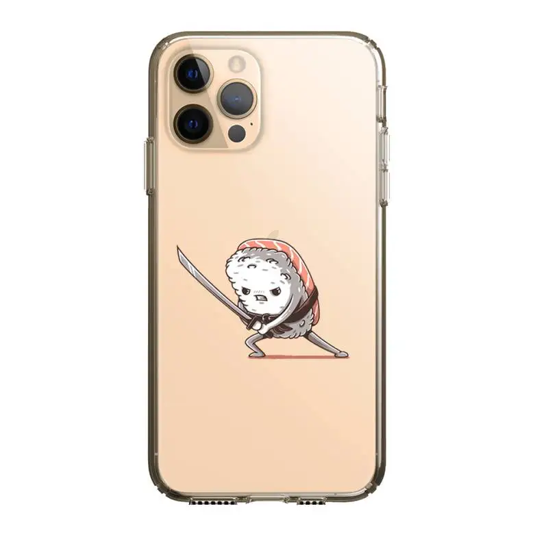 

Cartoon Sushi Phone Case Clear Cover For Iphone 5 6 7 8 11 12 Plus XR X XS SE2020 11/12PRO Max Transparent Cases