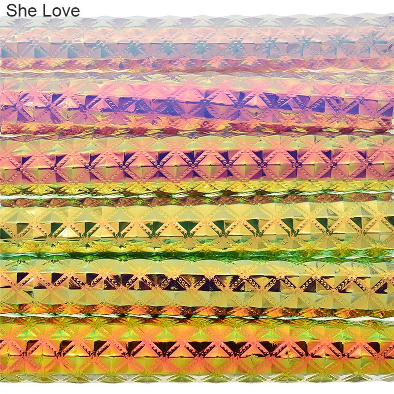 Голографический металлический переливающийся кожаный материал для шитья