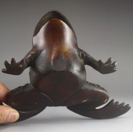 

Copper Brass CHINESE crafts Asian Exquisite Chinese old BRASS Frog Statue box Ashtray