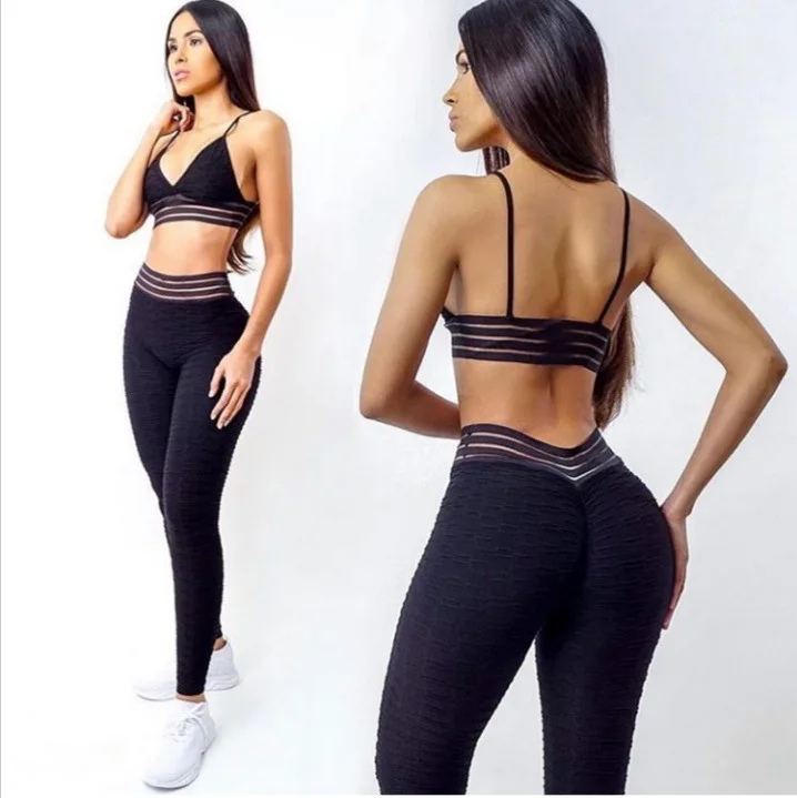 New Yoga Set Fitness Sport Suits Gym Set Clothing Crop Top Bra  High Waist Running Leggings Pants Yoga Suit