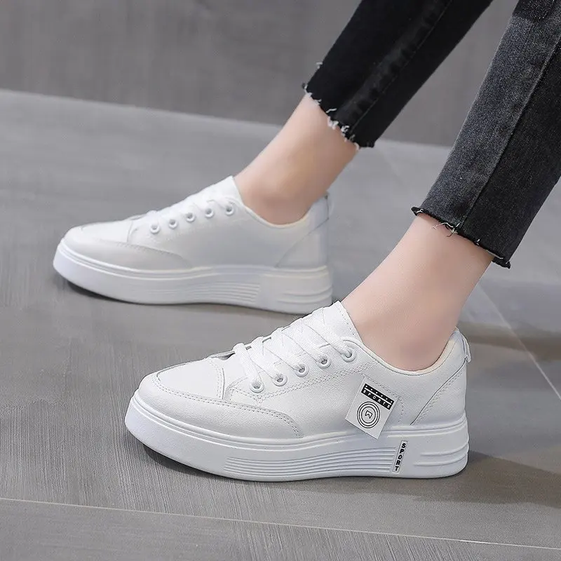 

Fashion Sneakers Women's Vulcanize Shoes 2021 spring New Casual Classic White PU Leather Shoes For Women Casual White Flat Shoes
