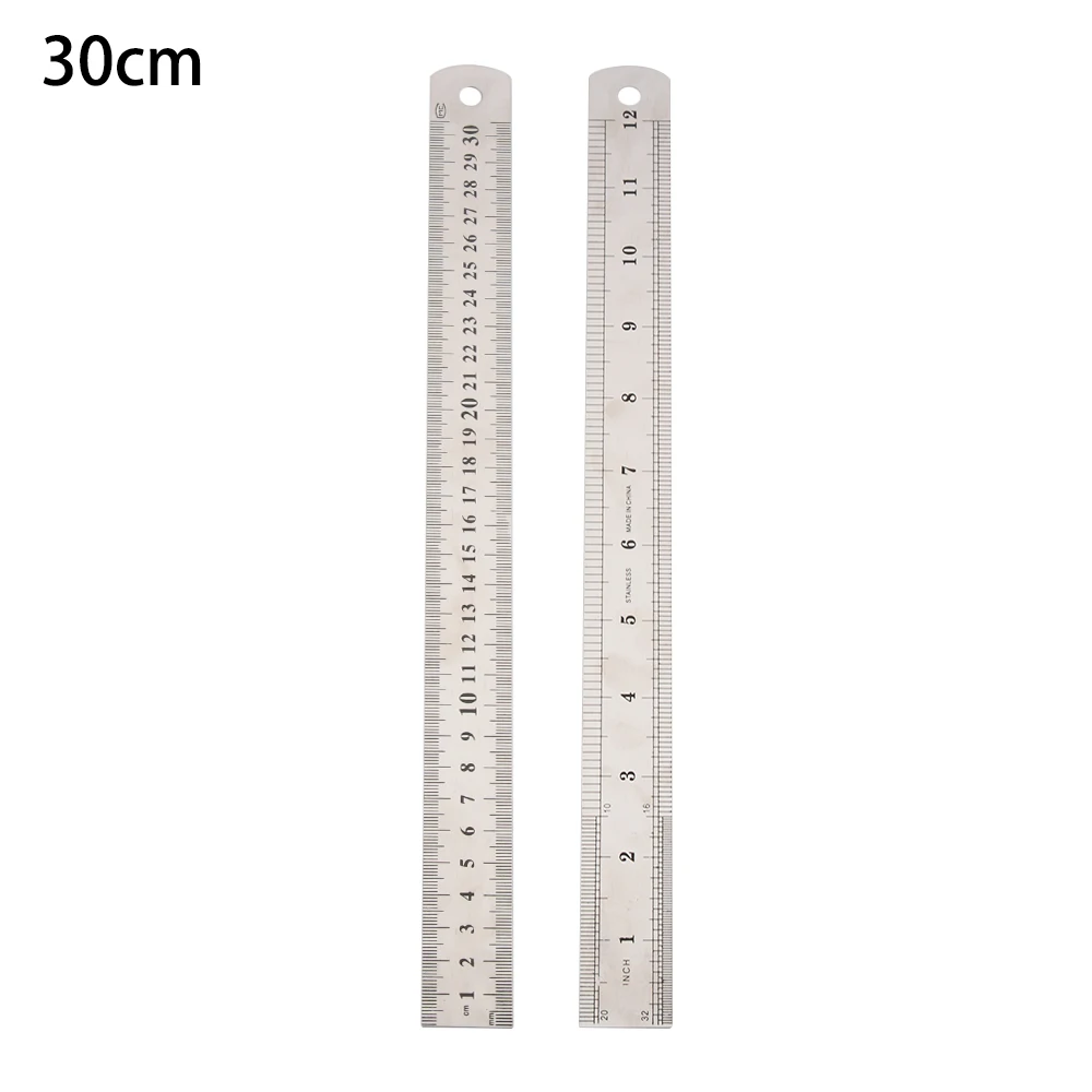 30cm 30 см/50 см Прецизионный Металлический измерительный инструмент Студенческая канцелярская линейка прямая Метрическая имперская нержавеющая сталь двухсторонняя - Цвет: 30cm