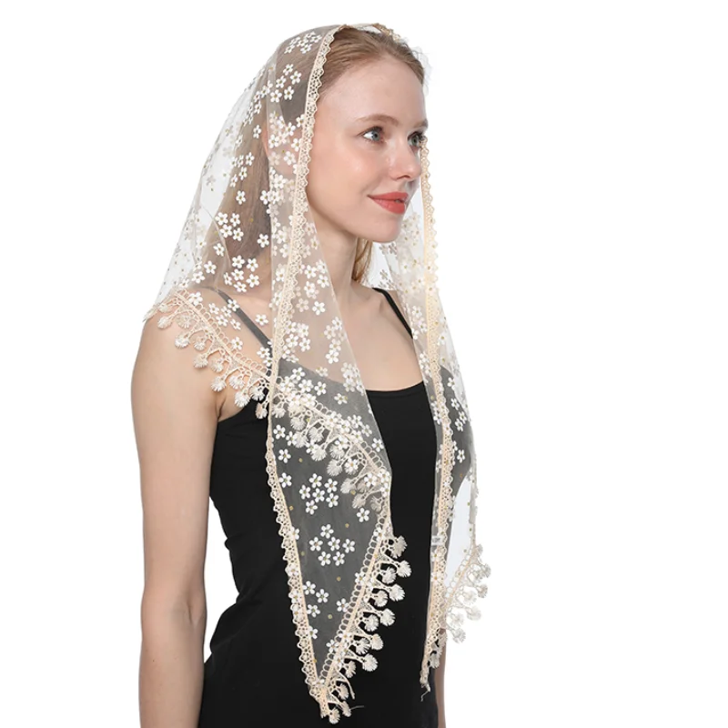 Треугольный кружевной шарф женская прозрачная шаль мгновенный хиджаб вышитые