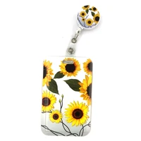 sunflowers flowers cute credit card cover lanyard bags retractable badge reel student nurse exhibition enfermera name clips