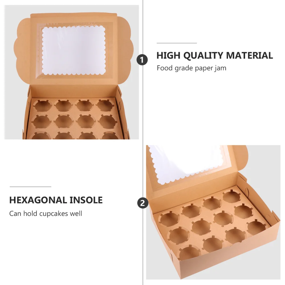 

12PCS Packaging Box Cupcake Box Storage Box Cake Container Without Ribbon
