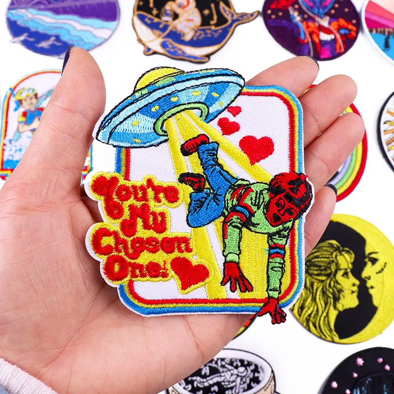 Нашивка с космическим рисунком нашивки вышивкой на одежде аппликация сделай сам