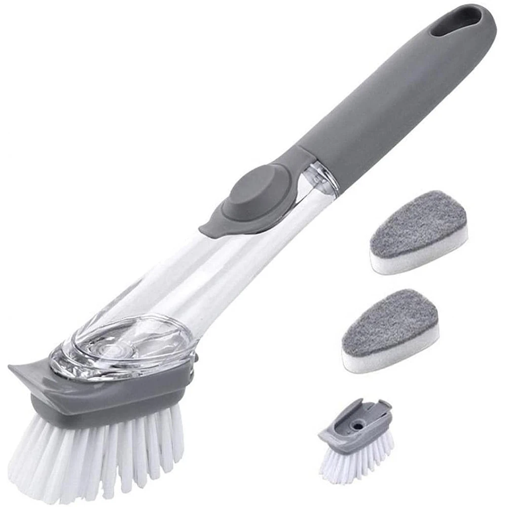 

Replaceable Cleaning Brush With Refill Liquid Handle Scouring Pad Sponge Brush Dish Home Dishwashing Tool Cleaning Supplies