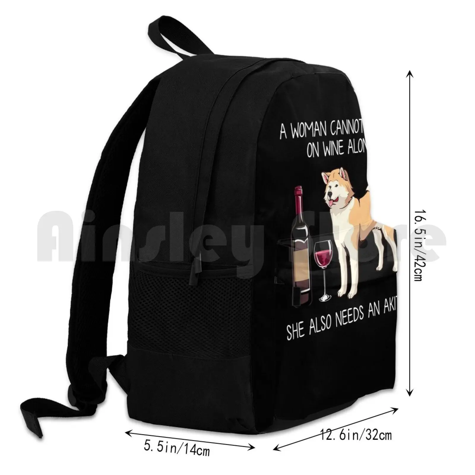 Akita и вино забавная собака наружный походный рюкзак для верховой езды альпинизма