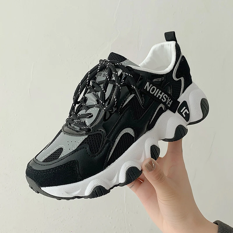 

Женские массивные кроссовки, Вулканизированная толстая подошва, повседневная прогулочная обувь, дышащие