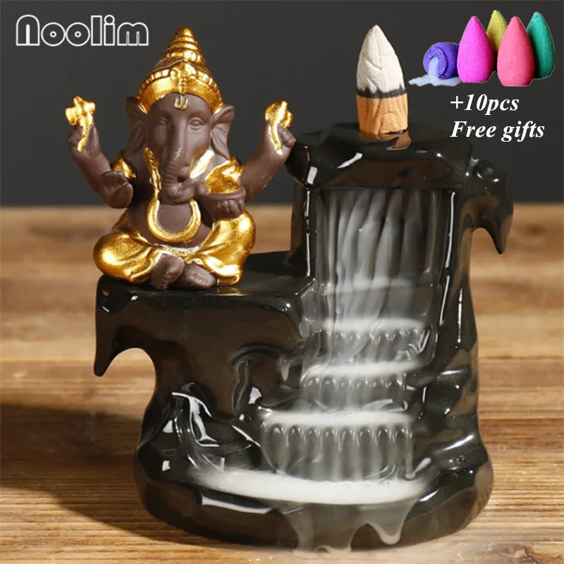 Курильница для благовоний Ganesha керамическая подставка в форме слона водопад