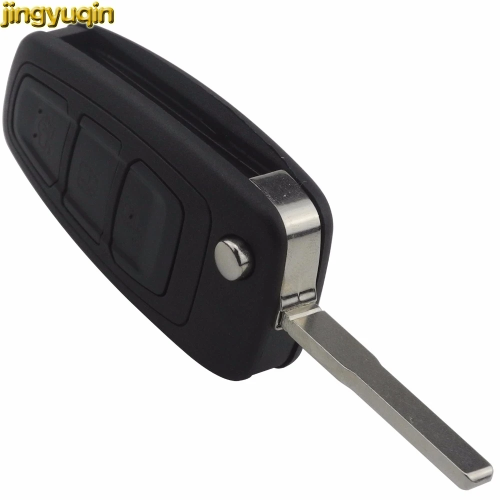 

Jingyuqin For Ford Focus Fiesta 2013 3 Buttons Fob Case with HU101 Blade Flip Folding Remote Key Shell Fob Case