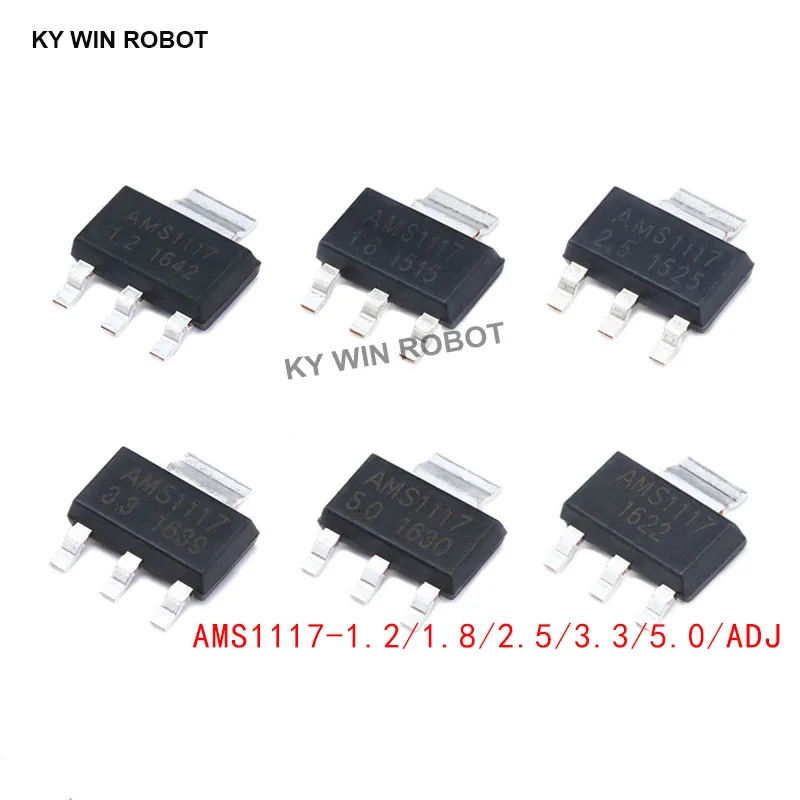 

10PCS IC REG LIN AMS1117 1.2V 1.5V 1.8V 2.5V 3.3V 5V ADJ SOT223 1117 Voltage Regulator LM1117