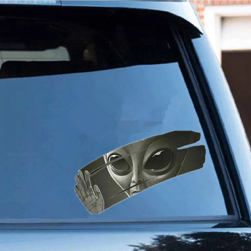 3D наклейка для автомобиля с инопланетянином треснувшим автомобилем