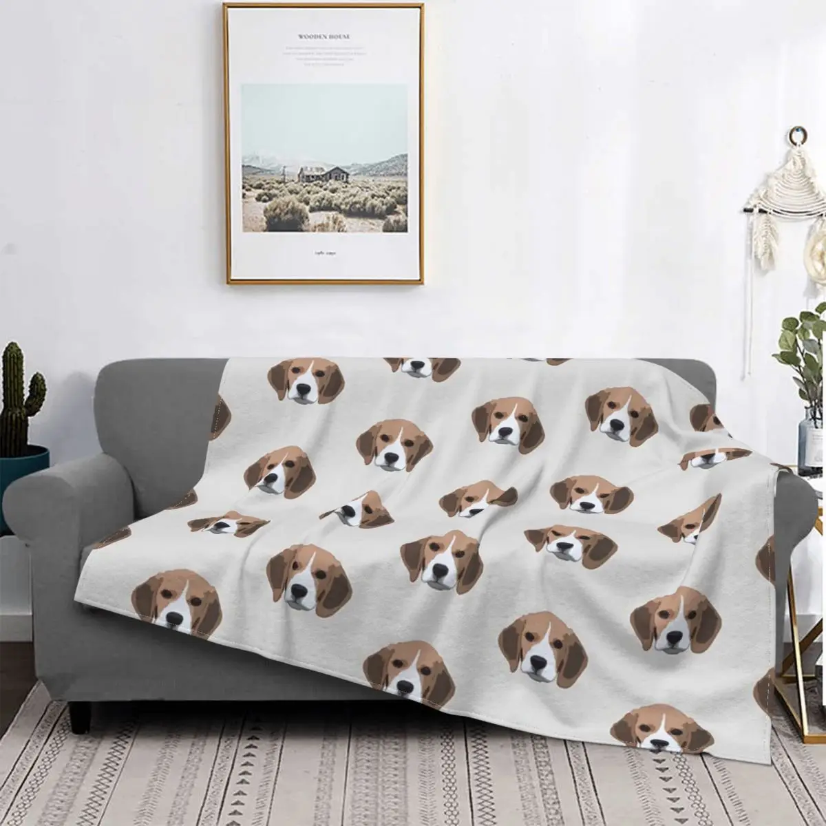 

Beagle-colcha a cuadros para cama, manta Kawaii para Baby, 90