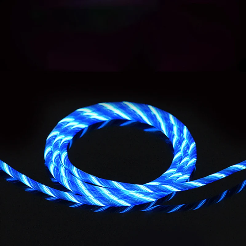 Tutew светодиодный светящийся Магнитный зарядный кабель usb type C Micro USB 8 Pin для зарядки