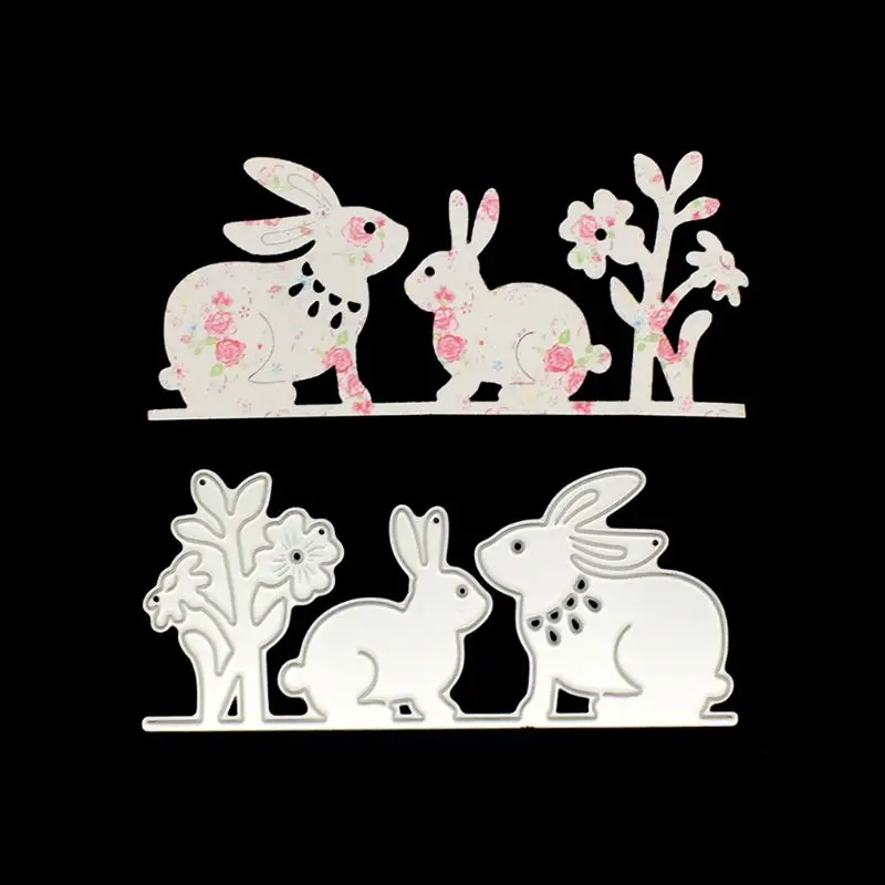 2020 Пасхальный кролик цветок металла резки штампы Трафаретный Скрапбукинг DIY