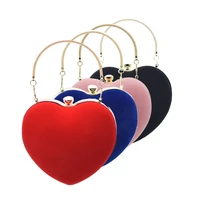 valentine bridal wedding velvet heart clutch bag women party purse dinner banquet handbag velvet heart purse evening bag