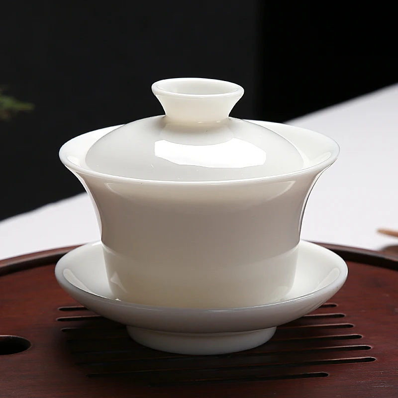 [GRANDNESS] китайская церемония Gaiwan чайная Супница керамическая белая Нефритовая фарфоровая чайная чашка 120 мл