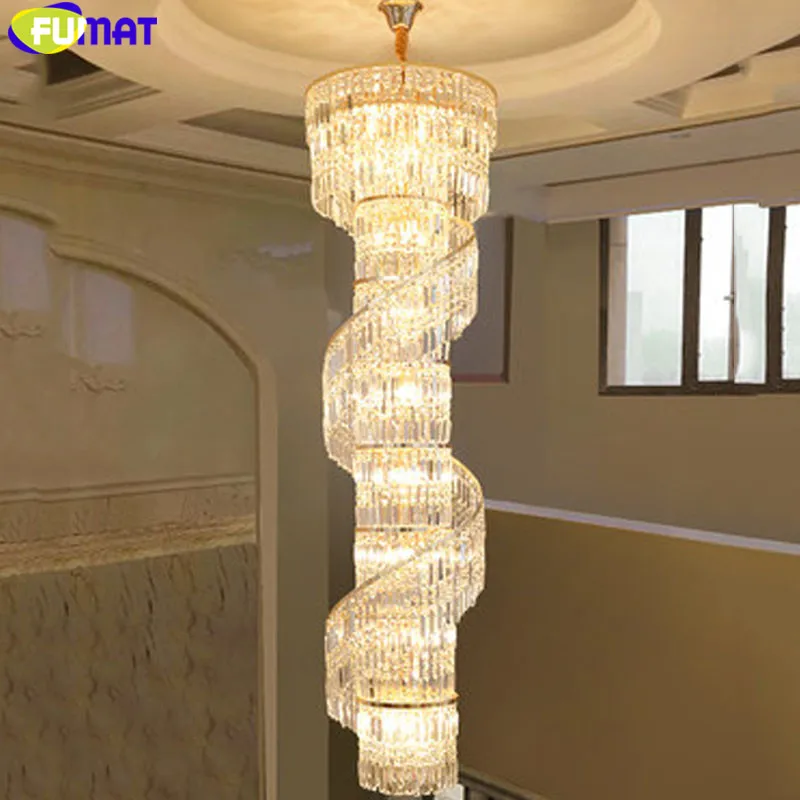 FUMAT K9 хрустальные люстры Современные Лестницы спиральная люстра светодиодный