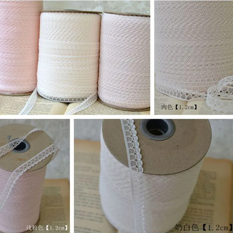 

50Meters Pink White Lace Trim Mesh Tulle Fabric Ribbon for Underwear Lingerie DIY Sewing Accessories 12mm Width