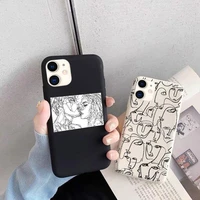 funny abstract women face line phone case for iphone x xr xs max 12 13 mini 11 pro max se 2020 6s 7 8 plus kiss silicone cover