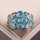 Классические модные серебряные обручальные кольца для женщин, обручальные кольца, ювелирные изделия для женщин, Подарок на годовщину свадьбы, кольцо с голубым Цирконом