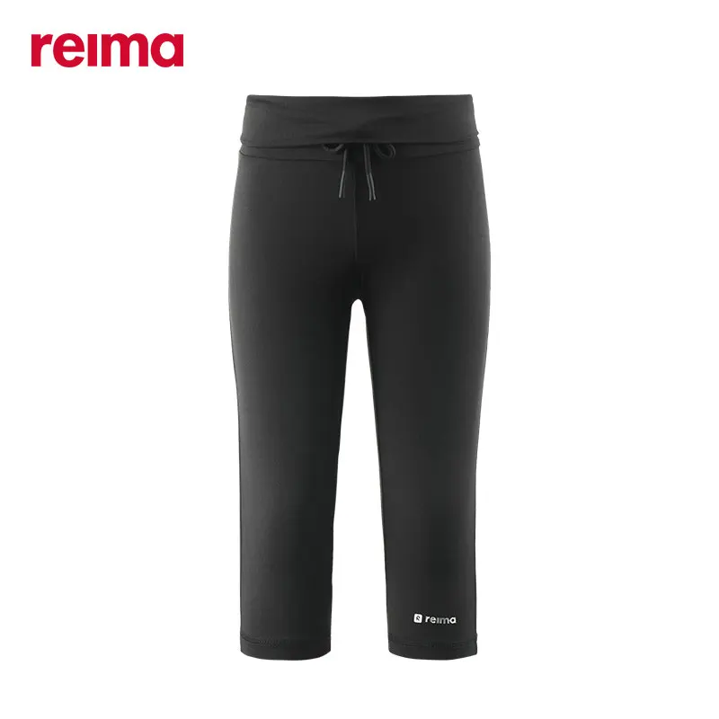 

Reima Girls Black High Waist Xylitol Cool Legging Breathable Stretch Quick-dry Sports Shorts Pure Color