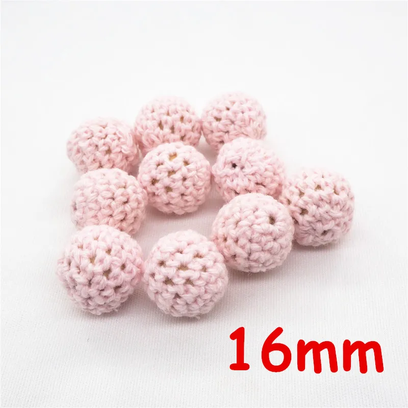 Pastel Pink Chenkai 10 шт. 16 мм 20 мм Круглый Вязание Хлопок крючком деревянные шарики для DIY украшения Детские украшения Прорезыватель для зубов ожерелье игрушка - Цвет: Pastel Pink