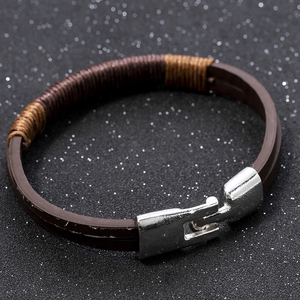 Ретро мода PU Металлические Браслеты Новый Серфер Мужские Винтажные Конопля