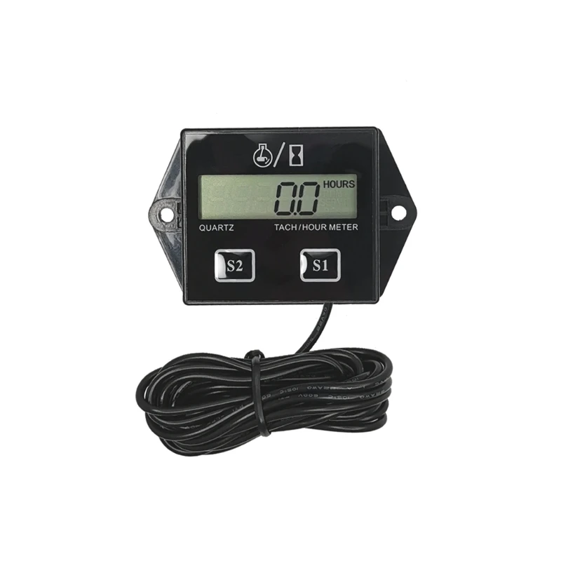 

LCD Screen Waterproof Tachometer Engine Tach Hour Meter Gauge RPM Counter Inductive Display for All ATV Petrol Engine Dirt Bike