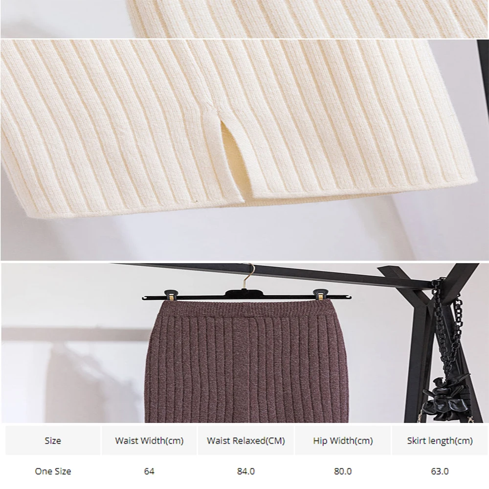 Эластичные женские юбки осенне-зимняя теплая вязаная юбка с высокой талией