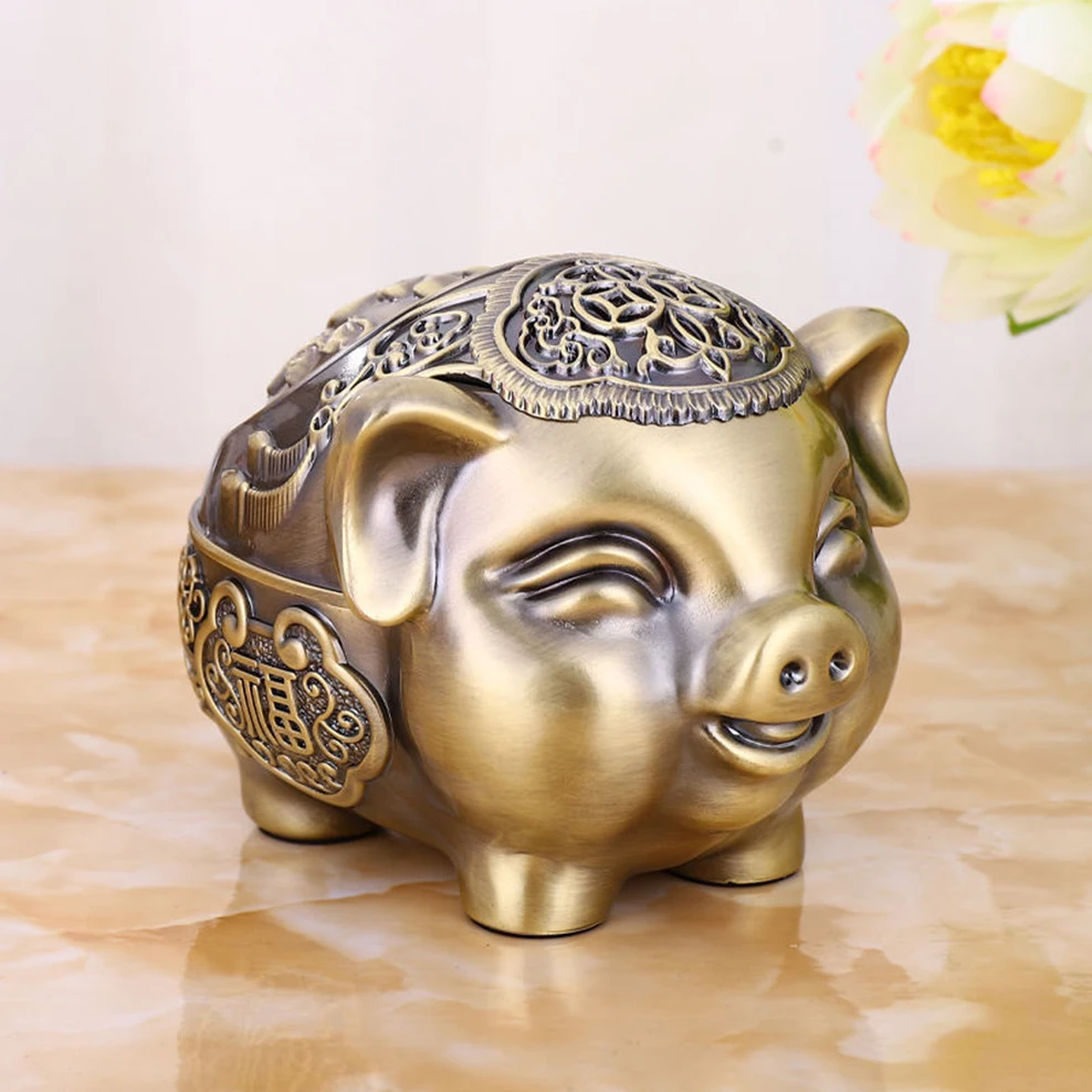 

Lucky Pig Ashtray European Style Large Anti-Fall Retro Ashtray With Cover Living Room Office Decoration