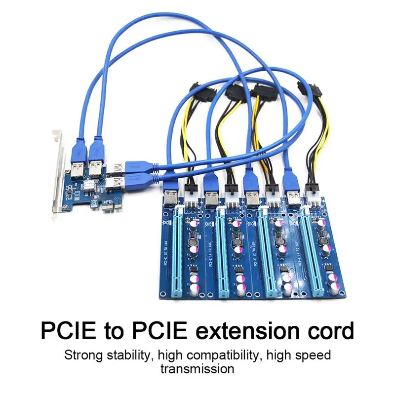 

Professional Minning PCI-E To USB Riser Board 1to 4 Adapter 4-Port PCI-E Riser Extender Card PCIe Port Multiplier Card For Miner