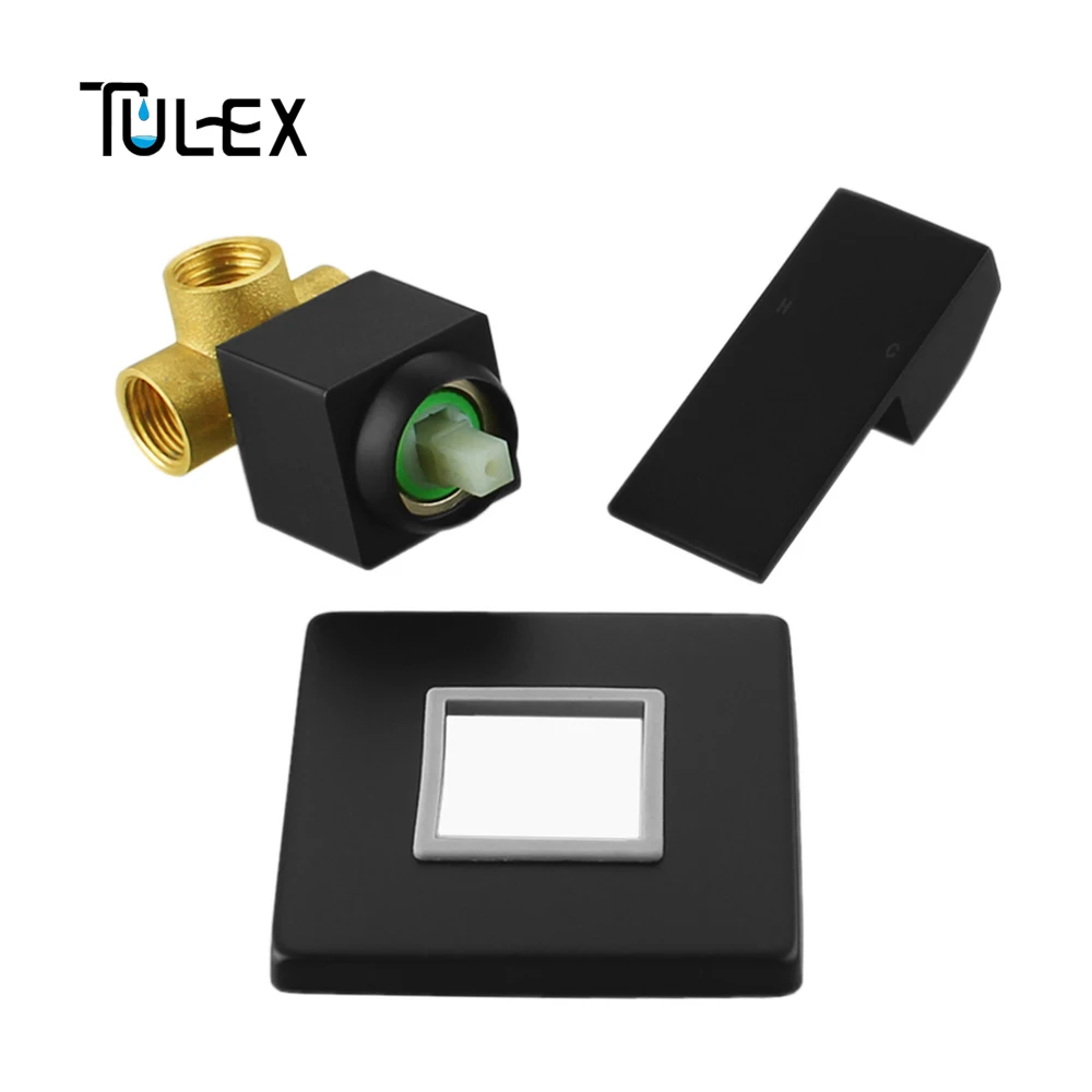 TULEX, черный скрытый смеситель для душа, настенный клапан, горячая и холодная вода, душевой кран, латунная насадка для душа