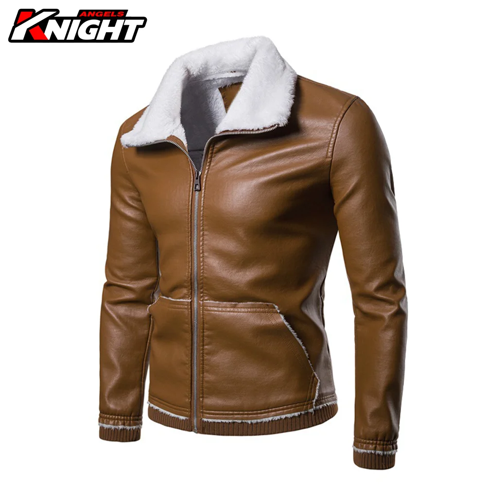 

Куртка мужская кожаная мотоциклетная с воротником-стойкой, повседневный жакет из искусственной кожи, костюм для мотокросса, зима-осень