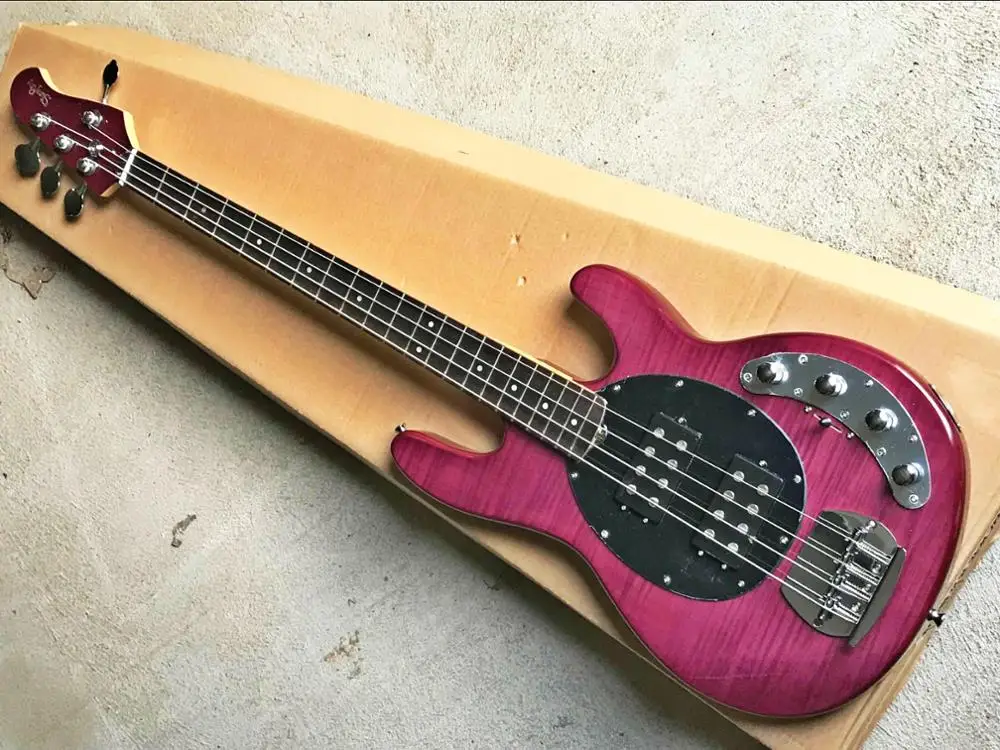 

Top quality FPMB-7007 purple color solid body tiger strapes maple fretboard 4 strings M electric bass, Free shipping