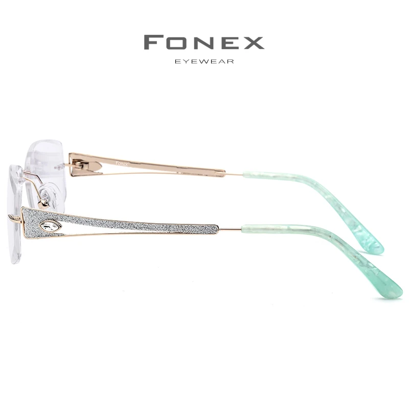 FONEX титановые очки без оправы, женские ультралегкие роскошные очки с кристаллами и алмазной окантовкой, оптические очки 974