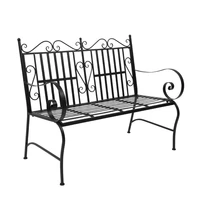 iron double sofa chair black outdoor patio garden bench porch chair garden chair113 03 x 44 45 x 93 98cm
