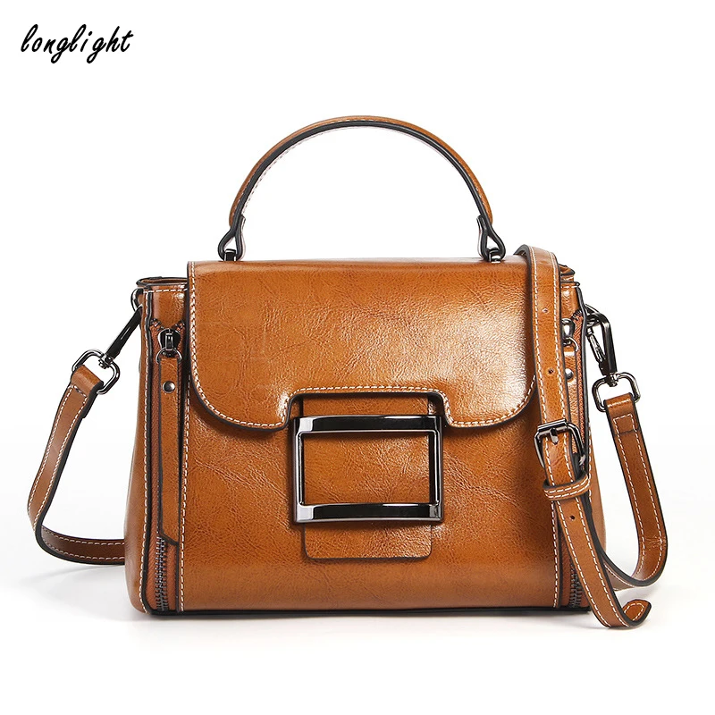 Женская сумка через плечо из спилка водонепроницаемая с покрытием масляного