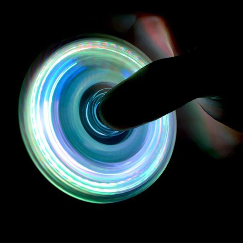 

97BC New LED Light Fidget Spinner,Rainbow Fidget Toy Light Finger Hand Spinner for Kids Adults