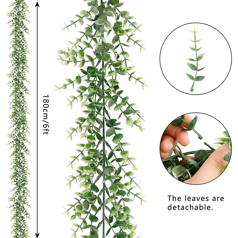 5 Packs 30Ft Artificial Eucalyptus Garlands Fake Greenery Vines Faux Hanging Plants for Wedding Table Backdrop Arch Promotion | Дом и сад