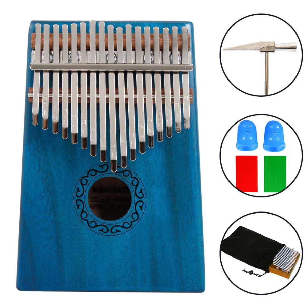

17 Keys Kalimba Thumb Piano Wooden Musical Instruments Mbira Kalimba Hammer Sticker Kit Child Beginners Finger Piano