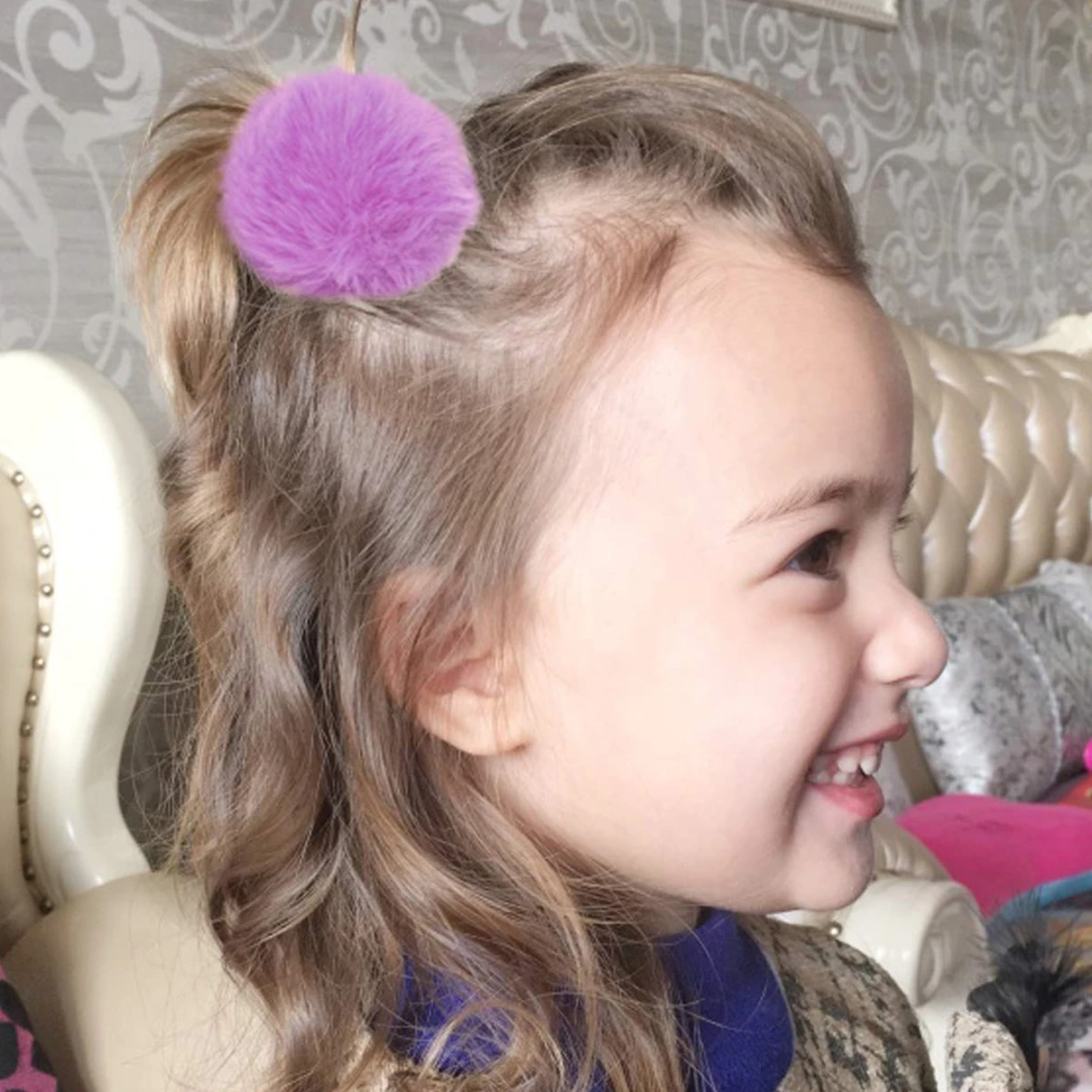 Зимние меховые шарики эластичные волосы веревки бархат бант галстуки милый