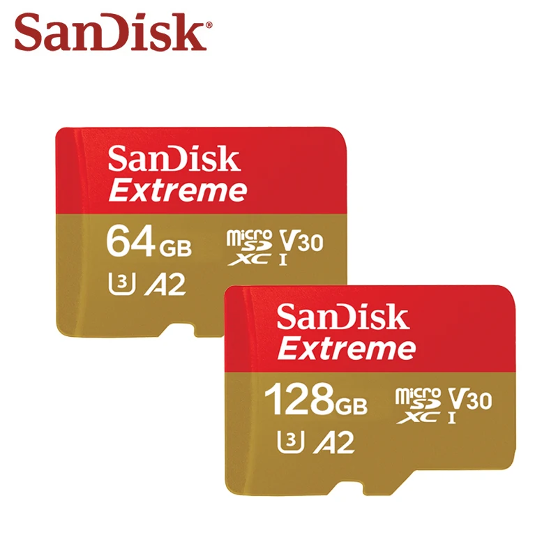 

Original Sandisk Extreme Micro SD Card A2 A1 V30 U3 Flash Memory Card 64GB 32GB TF Card 256GB 128GB Memory Microsd For Phone PC