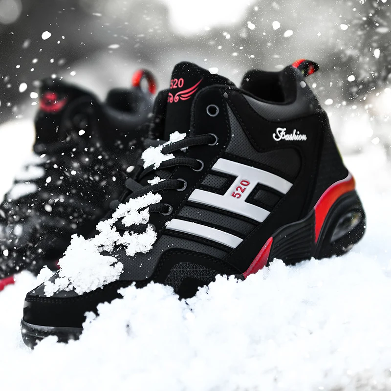 Online Sepatu Bot Pria Musim Dingin Mode Bawah Tebal Anti-selip Sepatu Musim Dingin Hangat Untuk Pria Sepatu Bot Salju Pergelangan Kaki Bulu Hangat Sneakers Pria