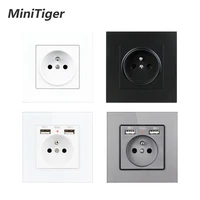 minitiger french standard socket ac 110250v dual usb charger port for mobile white with switch panel 16a wall power usb socket