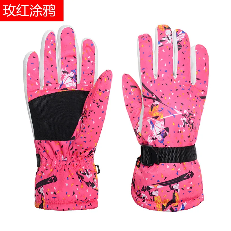 women pink print Перчатки сноубордлыжи перчатки горнолыжные лыжные перчатки горнолыжные перчатки перчатки лыжные перчатки для сноуборда перчатки мужские перчатки сноуборд снегоход перчатки женские варежки горнолыжныеварежки сноуборд - Цвет: women pink print
