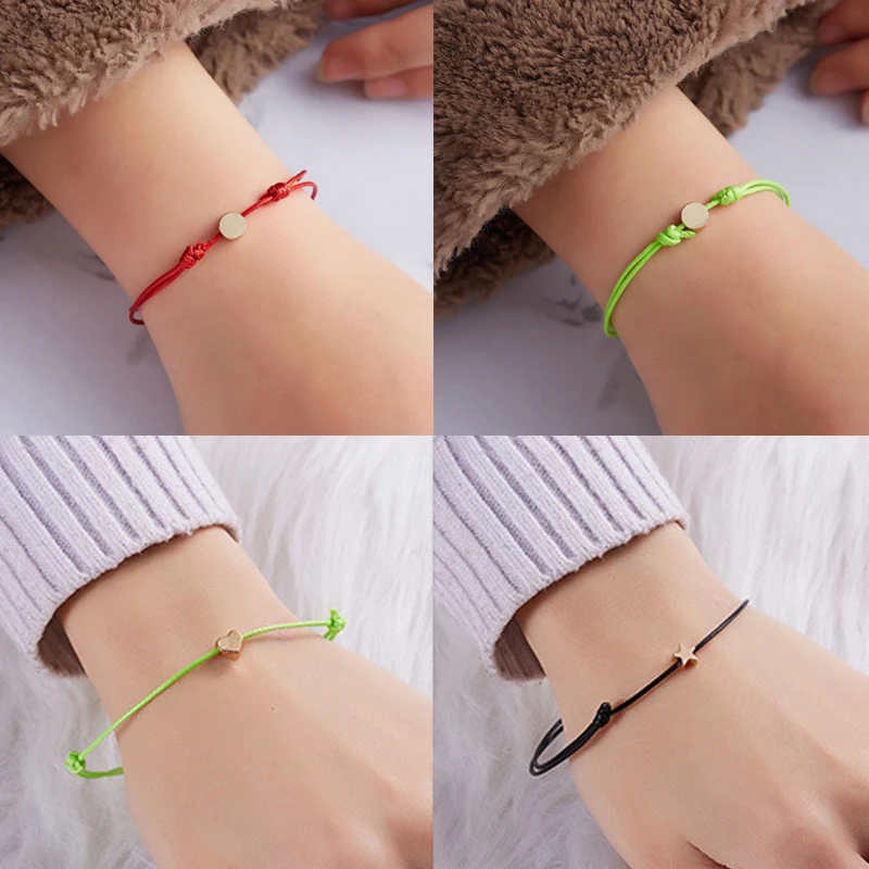 Регулируемый для женщин и девочек Плетеный браслет из нержавеющей стали Золотая